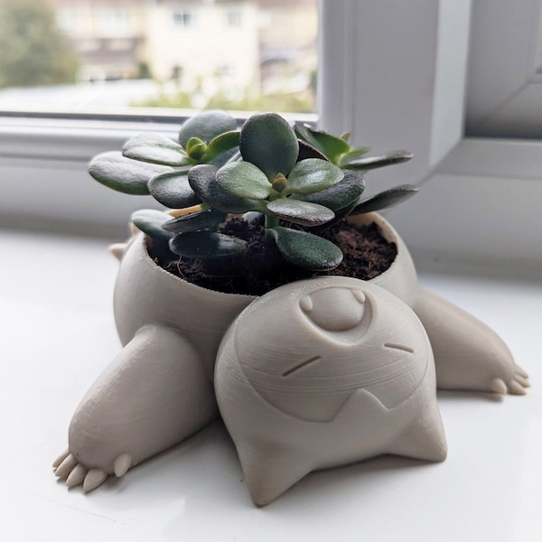 Pokemon Inspired 3D Printed Planter, Snorlax Planter Pot, Good For Aqua Air Plants Or Cactus