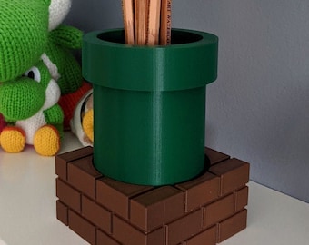 Mario Inspired 3D Printed Desk Tidy, Warp Pipe Pencil Holder Pot, Great For Desk Tops, Desks and Home Offices