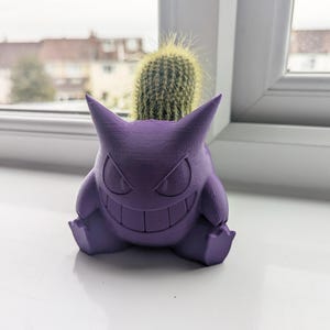 Maceta impresa en 3D inspirada en Pokémon, maceta de Gengar, ideal para plantas acuáticas o cactus.