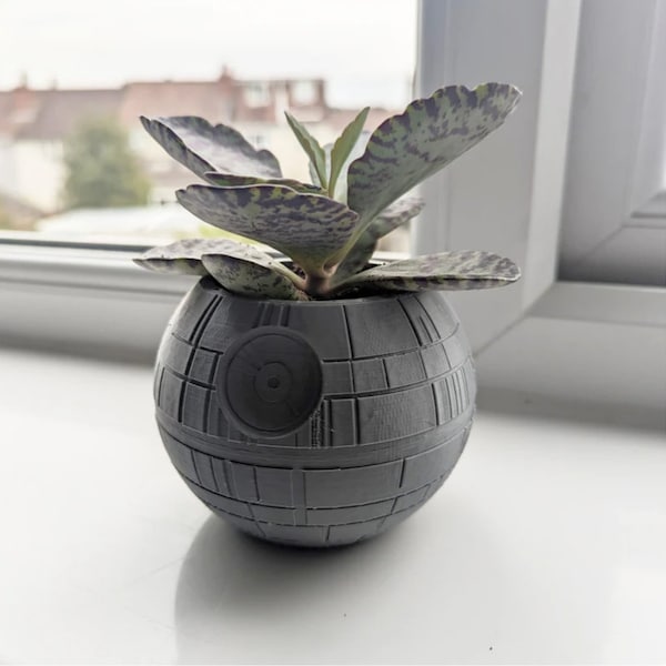 Starwars Star Wars Inspired 3D Printed Planter,  Death Star Deathstar Planter Pot, Good For Aqua Air Plants Or Cactus