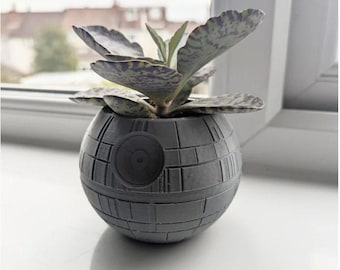 Starwars Star Wars Inspired 3D Printed Planter,  Death Star Deathstar Planter Pot, Good For Aqua Air Plants Or Cactus