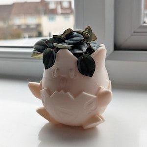 Pokemon Anime Inspired 3D Printed Planter, Togepi Planter Pot, Good For Aqua Air Plants Or Cactus