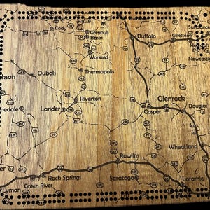 Wyoming Road Map Cribbage Board