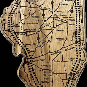 Tableau de cribbage de la carte routière de l’Illinois