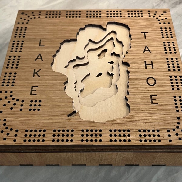 Lake Tahoe Cribbage Board with Storage Box