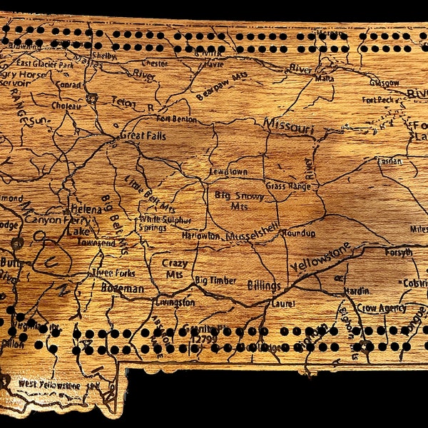 Montana Road Map Cribbage Board