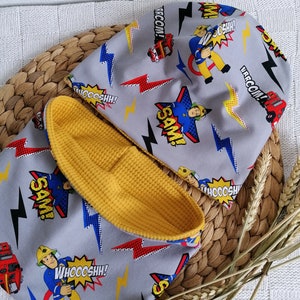 Mütze mit Feuerwehrmann Muster Beanie Wintermütze Wendemütze Wendebeanie Loop Loopschal Wendeloop Wendeloopschal Schlauchschal Schal grau