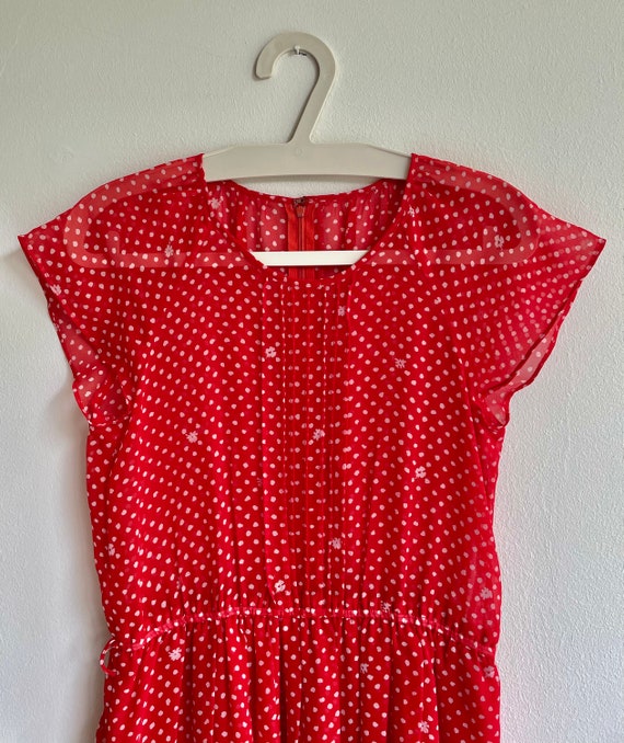 Vintage little red dress with polka dots - image 2