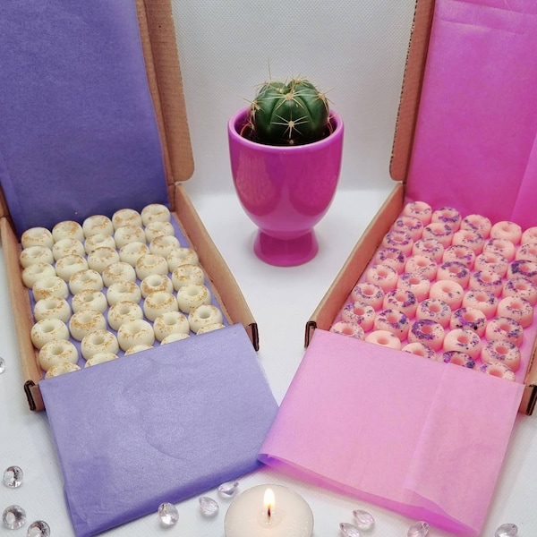 Soy Wax melt mini donut, home fragrance, vegan friendly, Handmade, coloured with micr powder and highly scented.