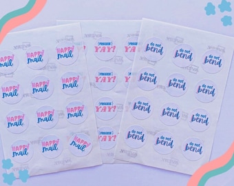 Small Business Packaging Stickers- do not bend, freebie, and happy mail