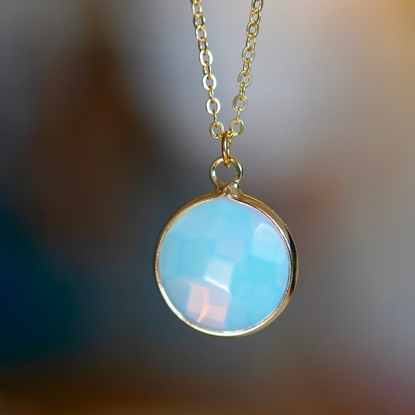 FeriaStudio | collana opalite fatta a mano "Ola" placcata oro 18k, catena d'oro, pendente di alta qualità, boho, stratificazione