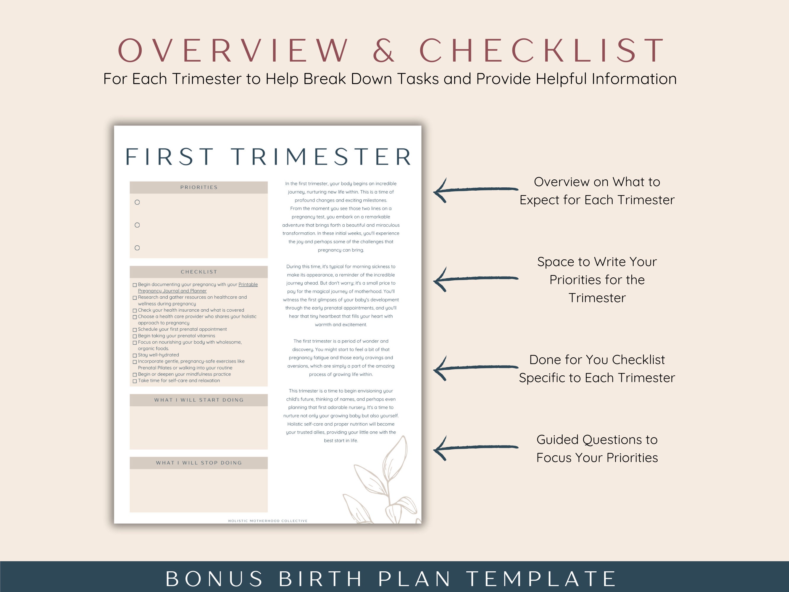 Pregnancy Checklist Bundle, Printable Pregnancy Planner to Do Lists ...