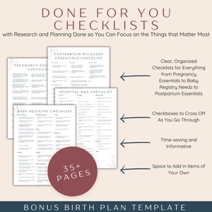 Pregnancy Checklist Bundle, Printable Pregnancy Planner To Do Lists Templates, First Time Mom and Baby Checklists, Expecting Mom Gift image 2