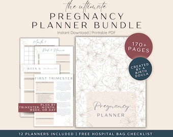 Printable Pregnancy Planner Bundle, Pregnancy Planner First Time Mom, Pregnancy Journal Planner, Pregnancy Diary, Pregnancy Gift