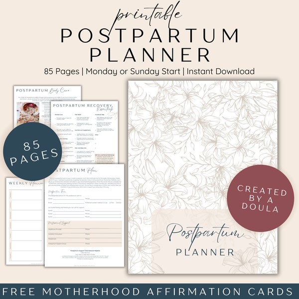 Printable Postpartum Plan Workbook, Postpartum Planner and Worksheets, New Mom Planner, Plan for New Baby, Postpartum Journal and Guide