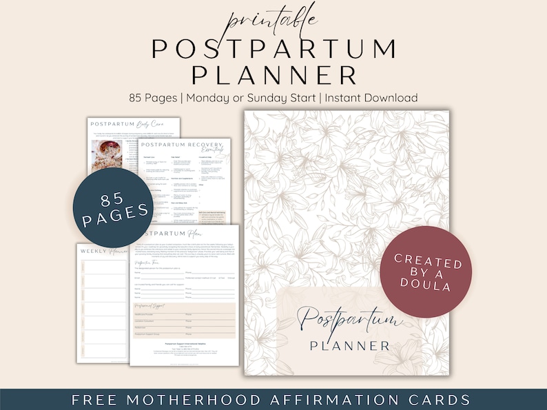 Printable Postpartum Plan Workbook, Postpartum Planner and Worksheets, New Mom Planner, Plan for New Baby, Postpartum Journal and Guide