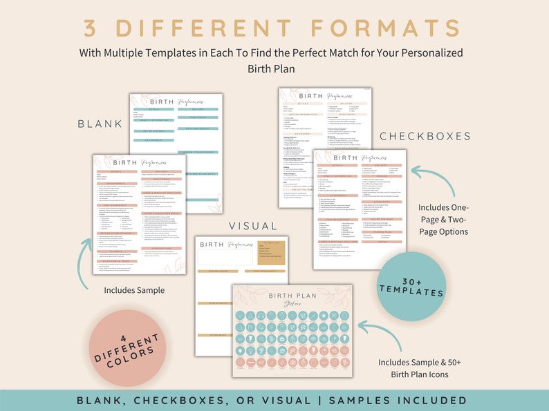 Birth Plan Editable Bundle, Labor and Delivery Plan, Printable Birthing ...