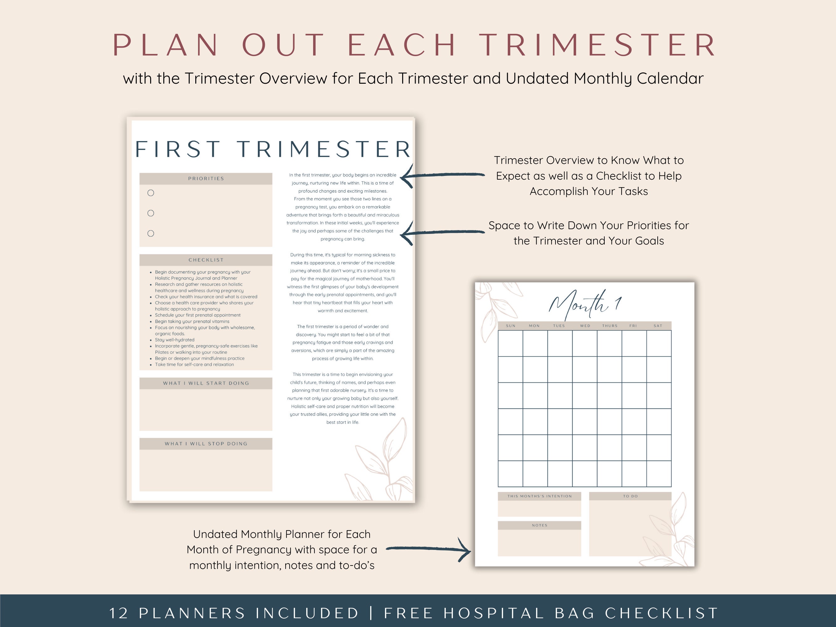 Printable Pregnancy Planner Bundle, Pregnancy Planner First Time Mom ...
