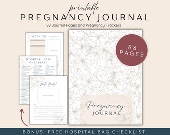 Pregnancy Journal Printable, Pregnancy Templates First Time Mom, Mindful Pregnancy Diary, Pregnancy Weekly Monthly, Pregnancy Checklists