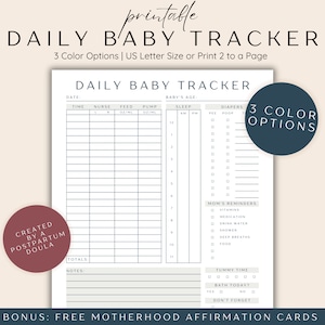 Registro di monitoraggio del bambino stampabile, registro giornaliero della routine neonatale, modello di programma fai da te per neonati, registro dell'allattamento al seno, rapporto per chi si prende cura del bambino, registro dell'estrazione del latte
