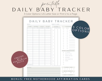 Baby Tracking Log Printable, Daily Newborn Routine Tracker, DIY Infant Schedule Template, Breastfeeding Log, Caregiver Report, Pumping Log