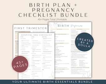 Birth Plan Templates & Pregnancy Checklist Bundle, First Time Mom Pregnancy To Do Lists Templates, New Baby Checklists