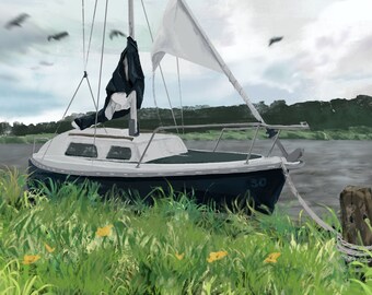 50 Year Boat - Sailing boat digital art - Premium print, multiple sizes, unframed