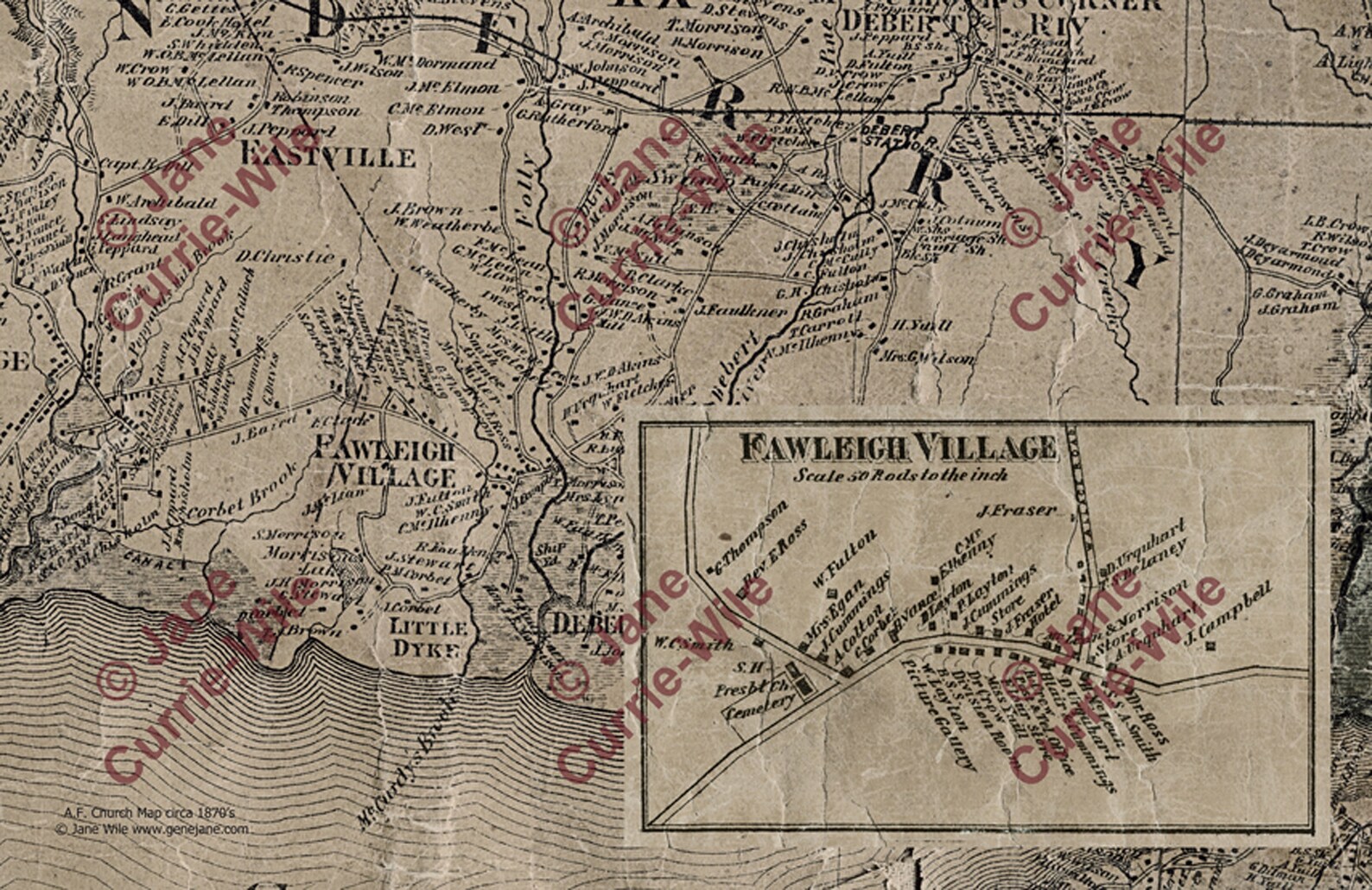 FOLLY VILLAGE Town Map , Colchester County, Nova Scotia Etsy Canada
