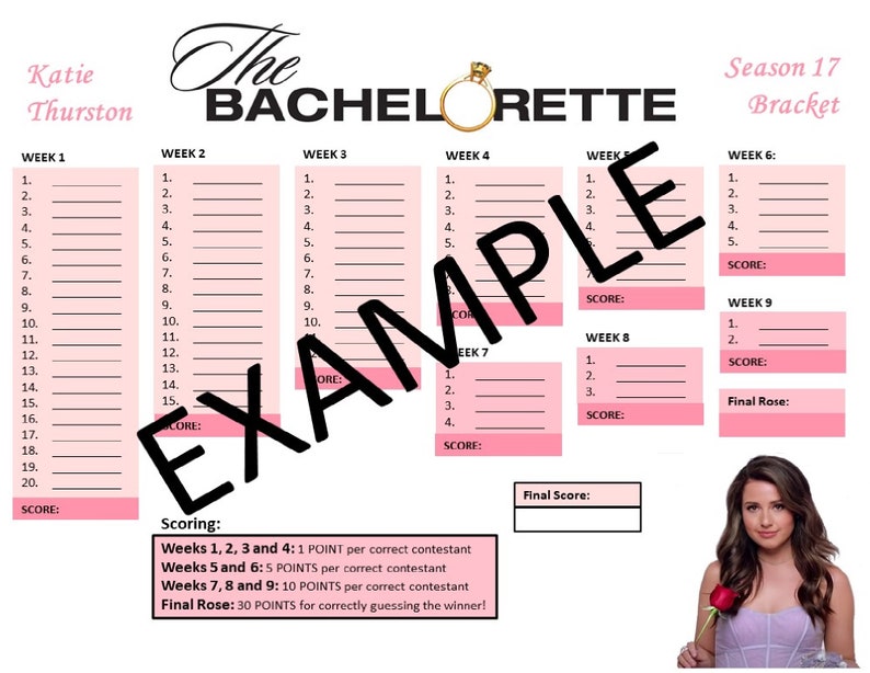 Bachelorette Katie Thurston Season 17 Bracket Digital Download ...
