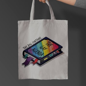 Borsa tote LGBTQA+ pride, borsa tote agenda gay, borsa riutilizzabile in cotone LGBT+ pride, borsa tote LGBTQ+, regalo di abbigliamento lgbt pride, borsa a tracolla grafica