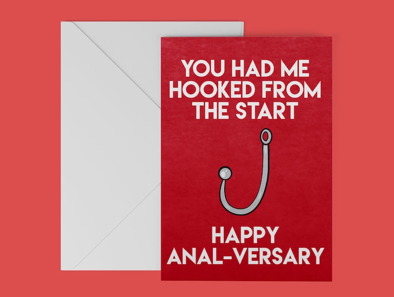 Kinky BDSM funny Card - anal hook - adult anniversary card for her him flirty anniversary card for girlfriend boyfriend anal rude card 