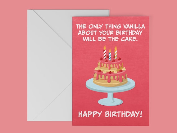 Kinky BDSM Funny Birthday Card Vanilla Cake Adult Card
