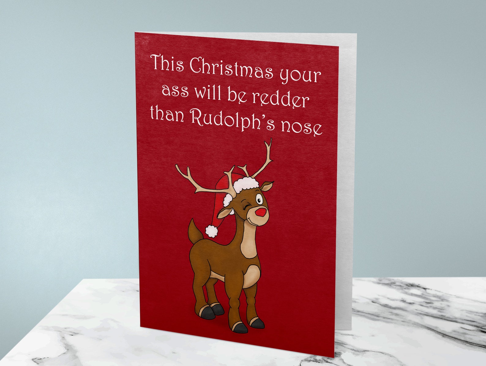 Kinky BDSM funny Christmas card Rudolph's nose adult | Etsy