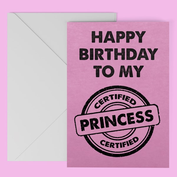 certified princess birthday card for her, cute DDLG birthday card adult birthday card for her, birthday card for girlfriend, card for wife