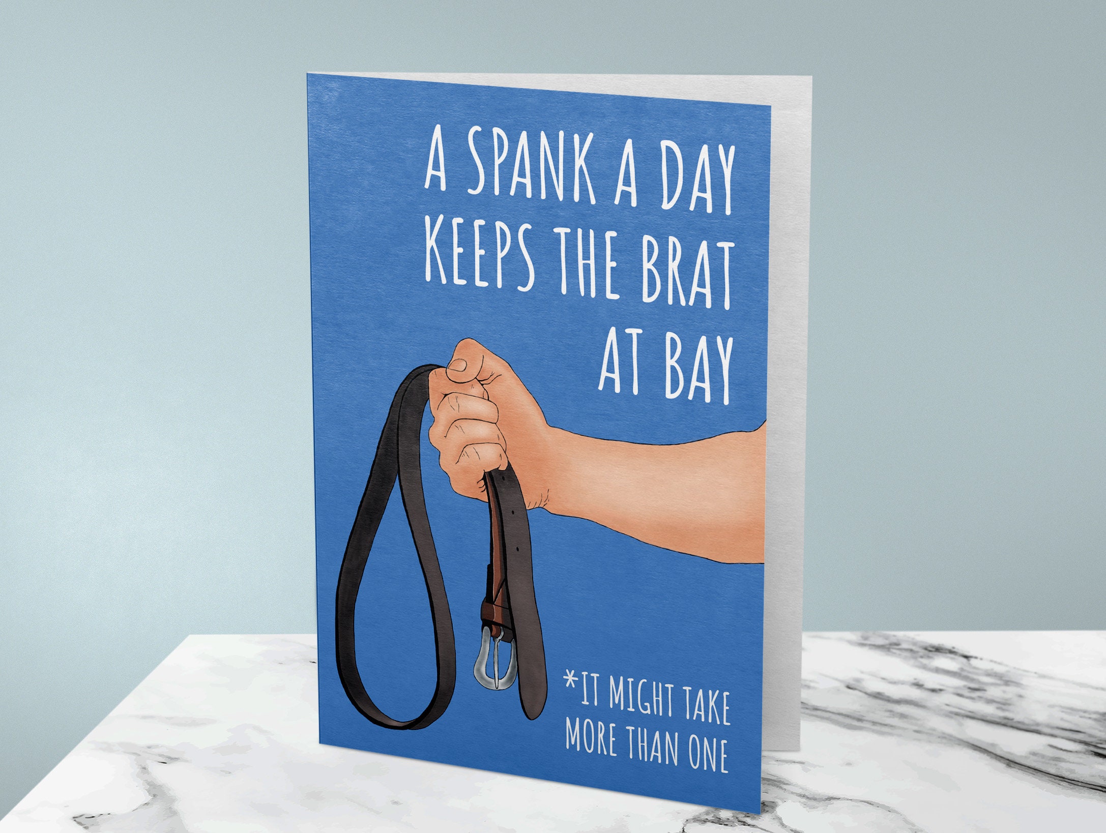 Kinky BDSM Funny Card Spank Keep Brat at Bay Adult Card photo picture