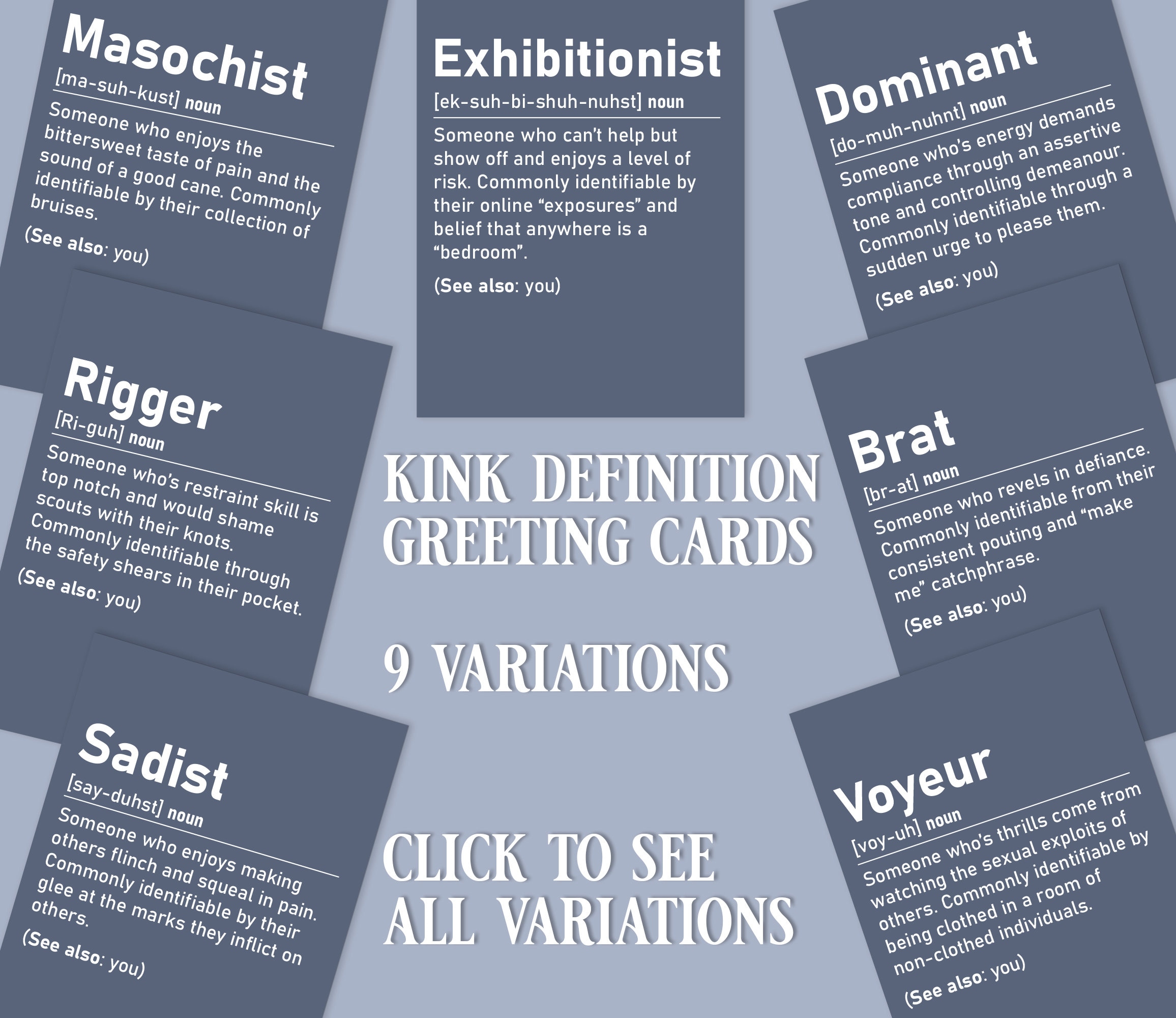 Kinky BDSM Funny Card Definition Kink Cards Fetish Cards