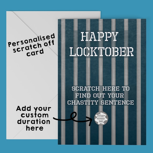 kinky bdsm locktober card - custom scratch off chastity card femdom card for him male submission cock cage chastity belt card for her fetish