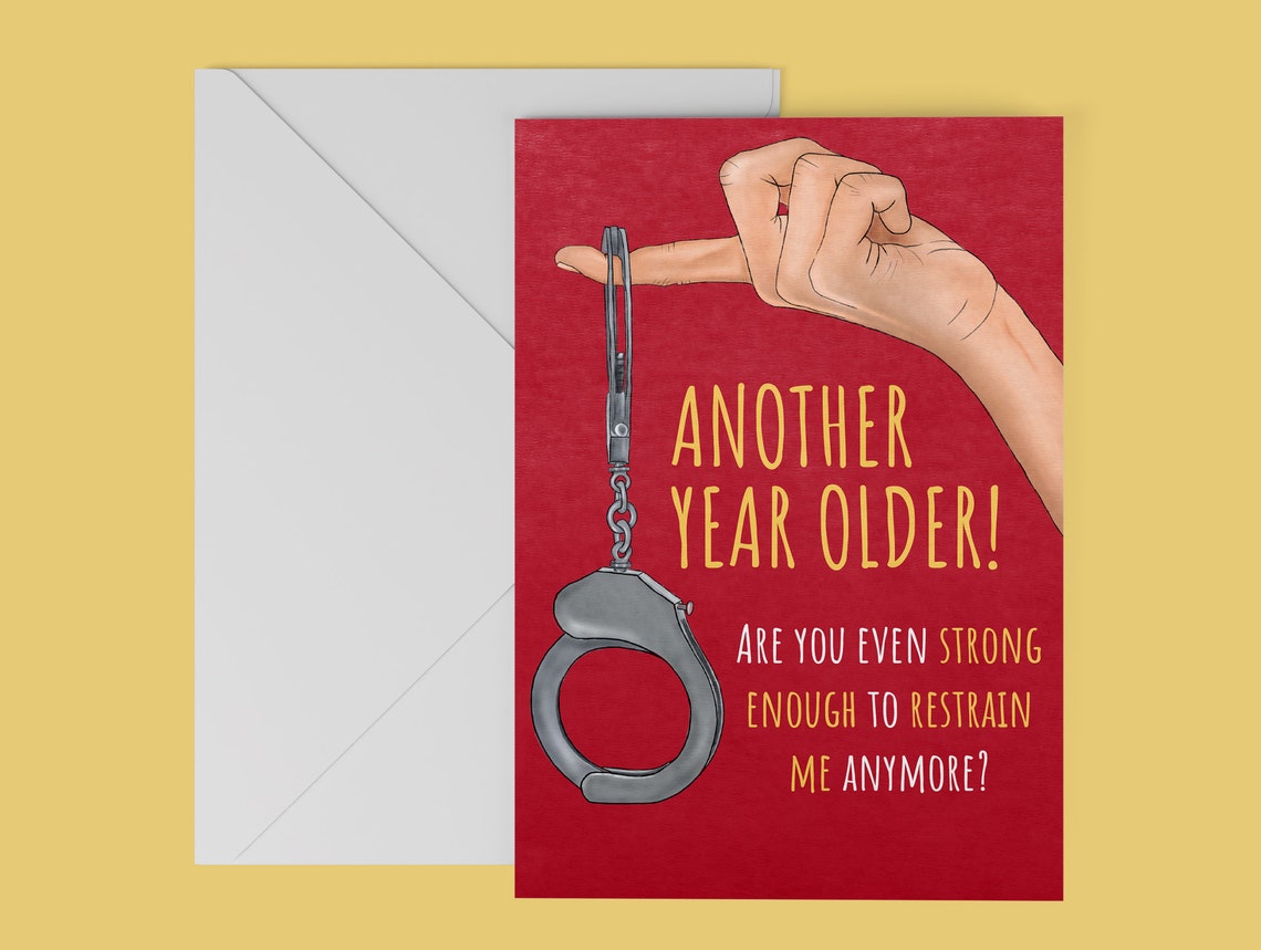 Kinky BDSM Funny Birthday Card Handcuffs Bratty Card Restrain Bondage for Girlfriend Boyfriend
