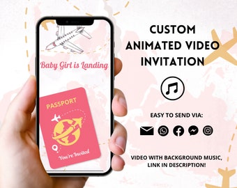 Adventure Baby Shower Video Invitation: Passport Theme (Digital Download)