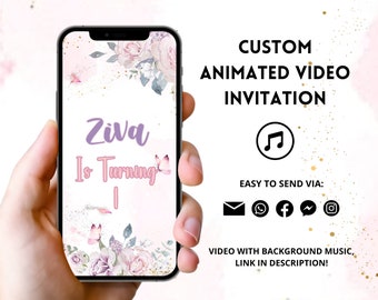 Butterfly Birthday Video Invitation: Animated Floral Theme (Digital)