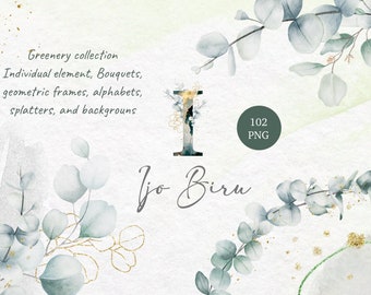 Watercolor Eucalyptus Clipart - Baby Blue Eucalyptus - Greenery Clipart ...