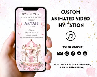 Animated Baby Announcement Video: Custom Carousel Design (Digital)