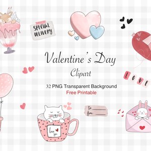 Uso commerciale di clipart d'amore, clip art di San Valentino, pacchetto PNG