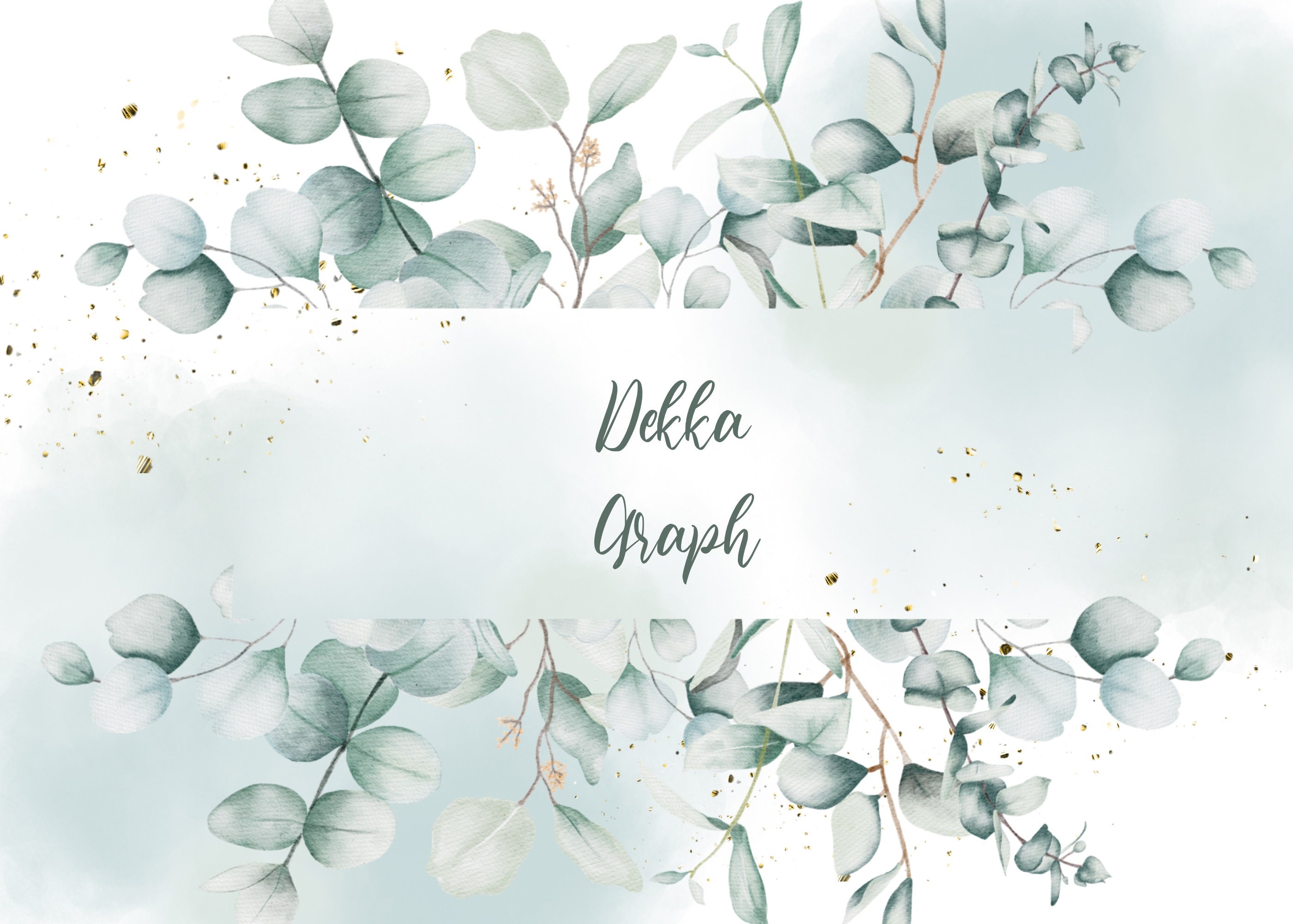 Gold Frames Clipart Baby Blue Eucalyptus Greenery Clipart Etsy