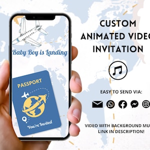 Adventure Baby Shower Video Invitation: Passport Theme image 1