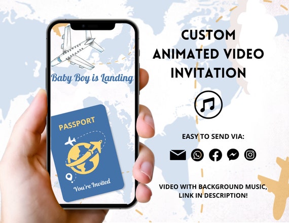 Adventure Baby Shower Video Invitation: Passport Theme