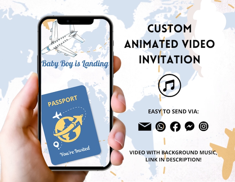 Adventure Baby Shower Video Invitation: Passport Theme image 1
