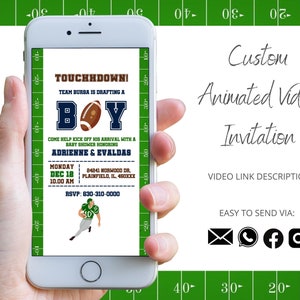 Baby Shower Video Invitation, DIGITAL DOWNLOAD, Boys Birthday, football american, Minimalist Birthday Invitation