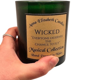 Vela Wicked, Vela de Teatro Musical, Regalo para Amantes del Teatro, Vela de Broadway, Inspirada en Wicked, Regalo Mágico de Vela, Vela Bruja