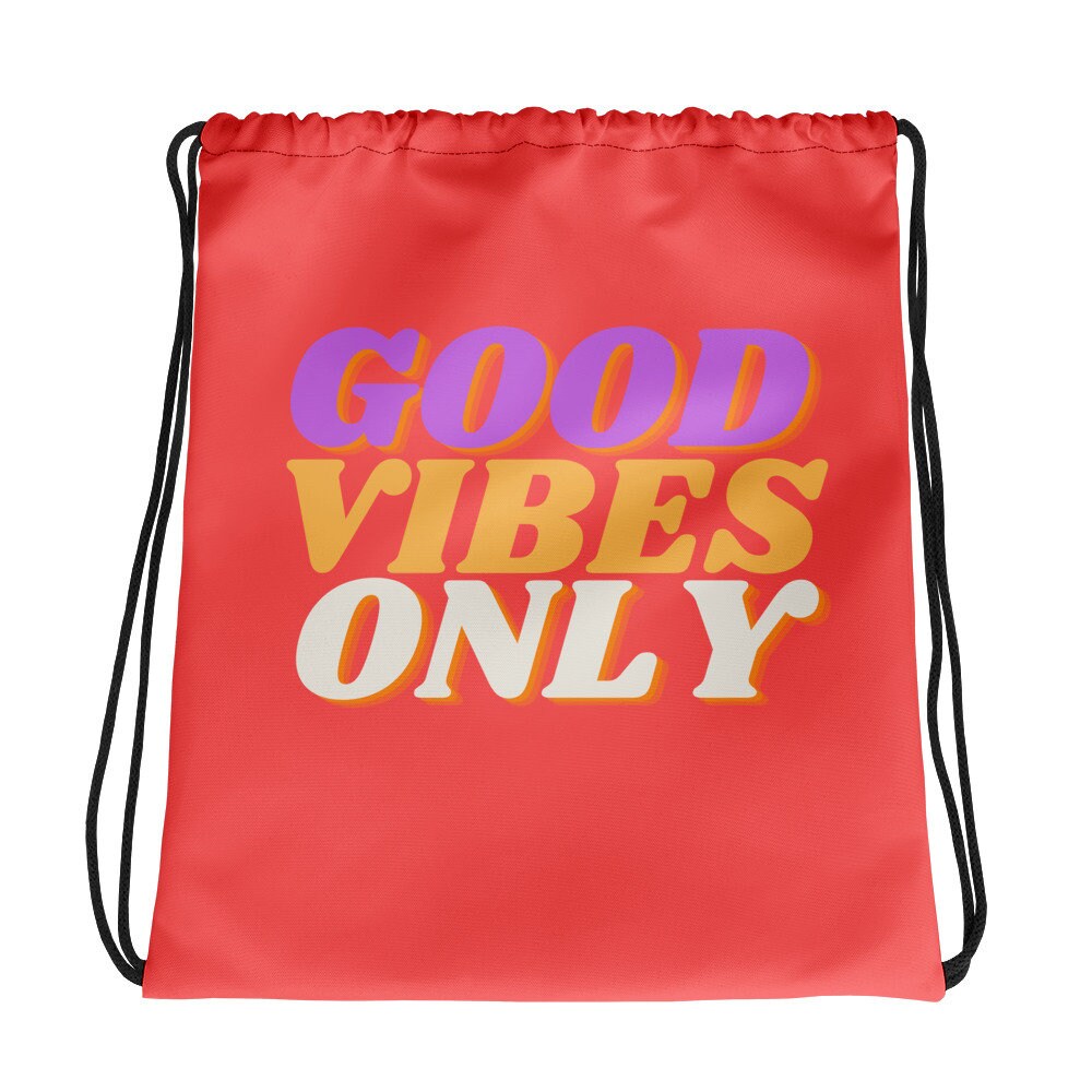 Good Vibes Only Pink Drawstring Bag Etsy